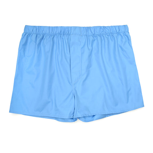 Plain Cotton Classic Boxer Shorts in Saxe Blue
