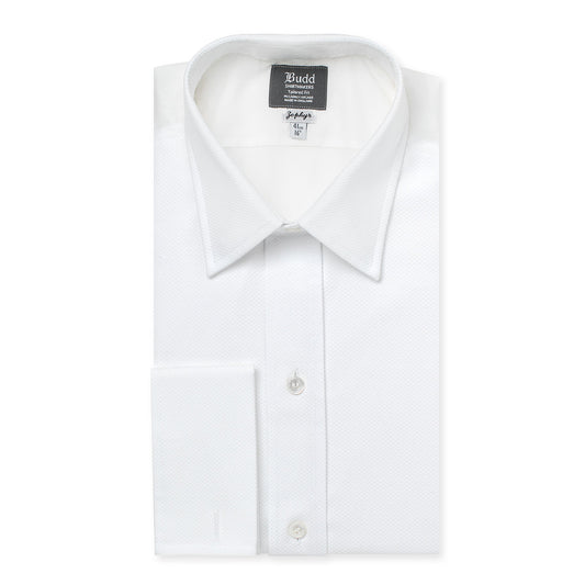 Tailored Fit Plain Marcella Double Cuff Dress Shirt in White