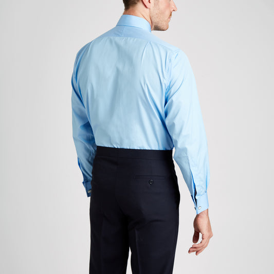 Classic Fit Plain Soyella Double Cuff Shirt in Cornflower on model back