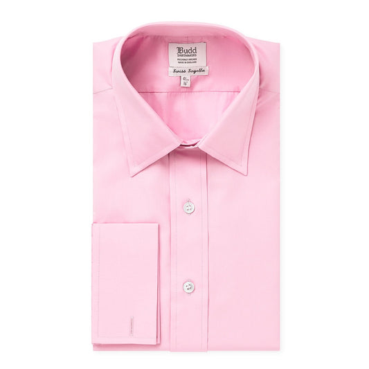 Classic Fit Plain Soyella Double Cuff Shirt in Pink