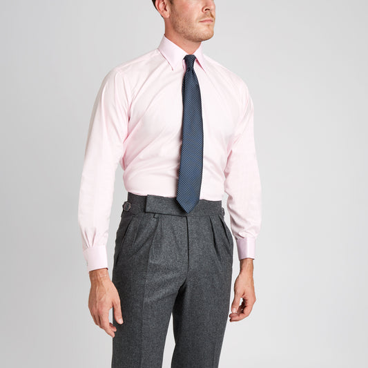Classic Fit Plain Soyella Double Cuff Shirt in Pink on model front