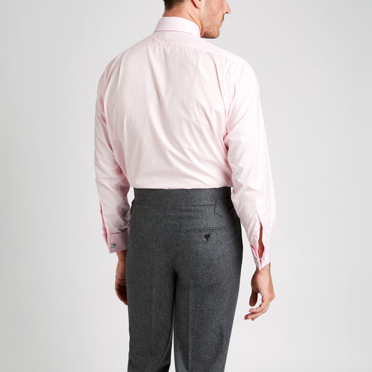 Classic Fit Plain Soyella Double Cuff Shirt in Pink on model back