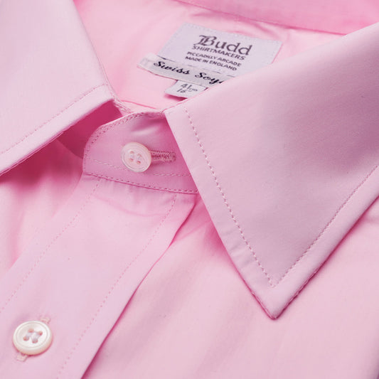 Classic Fit Plain Soyella Double Cuff Shirt in Pink
