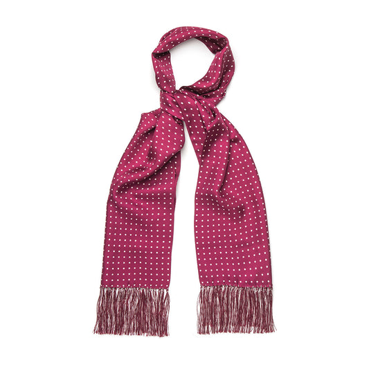 Atkinson Spot Silk Scarf in Wine and White
