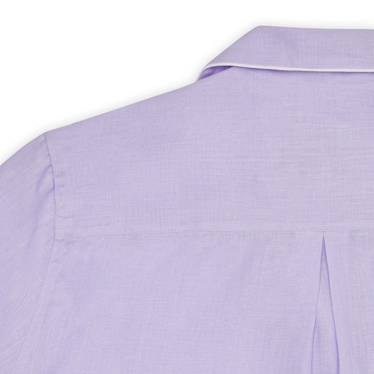 Plain Linen Women's Pyjamas in Lilac and White