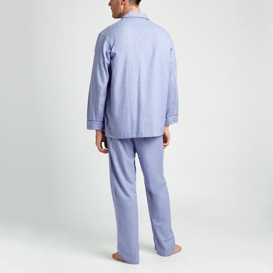 Plain Cotton and Cashmere Pyjamas in Lilac on model back