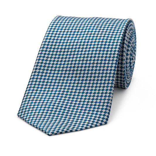 Diced Check Woven Tie in Bright Blue