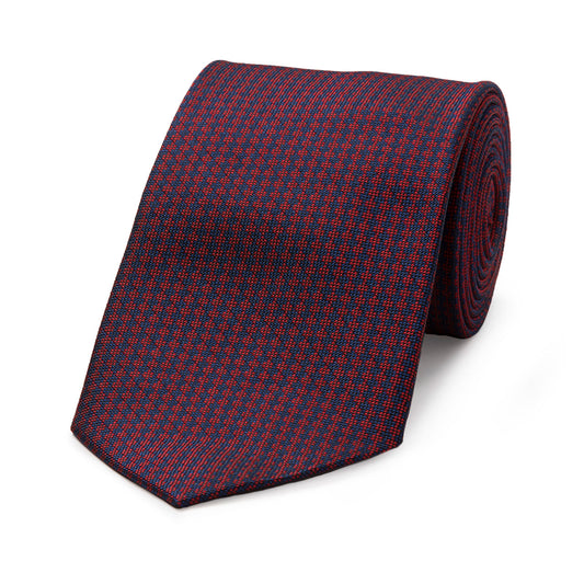 Diced Check Woven Silk Tie in Red