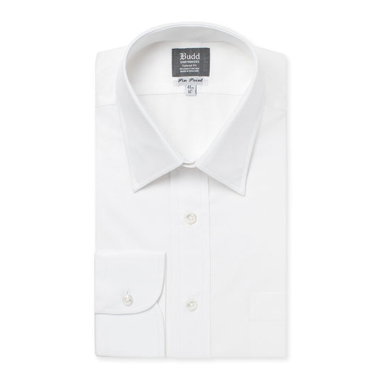Tailored Fit Plain Pinpoint Oxford Button Cuff Shirt in White