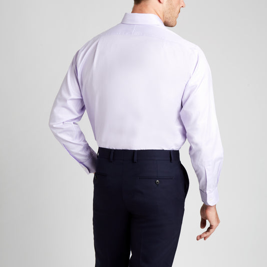 Classic Fit Puppytooth Fine Twill Button Cuff Shirt in Lilac on model back