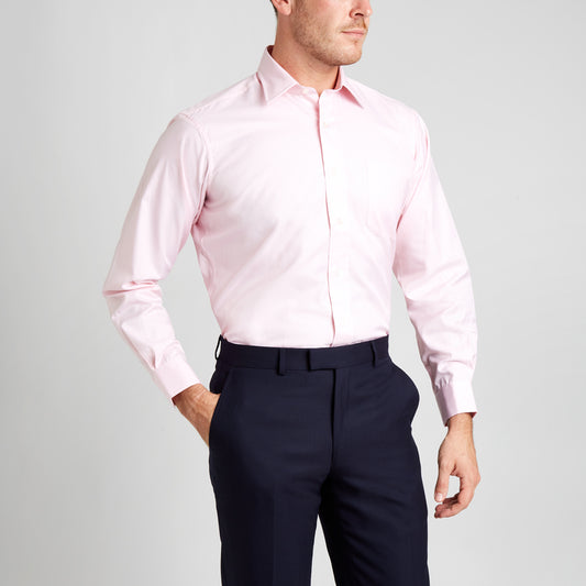 Classic Fit Puppytooth Fine Twill Button Cuff Shirt in Pink on model