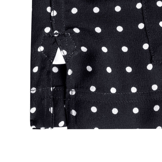Spot Crepe de Chine Silk Women's Pyjamas in Black and White