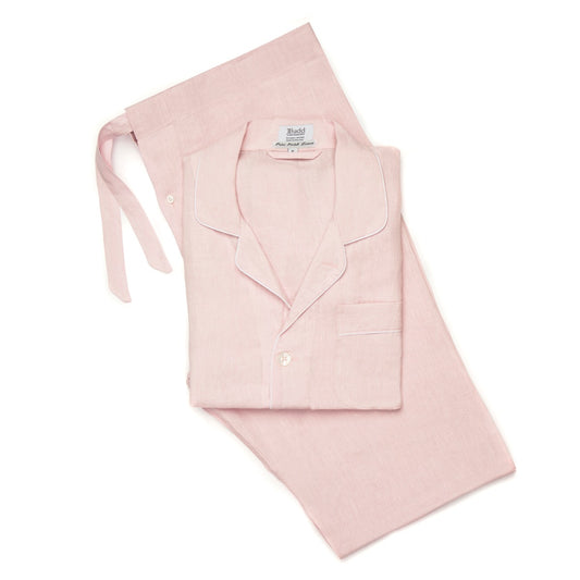 Plain Linen Pyjamas in Pink