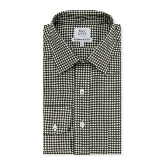 Small Gingham Brushed Cotton Shirt in Green