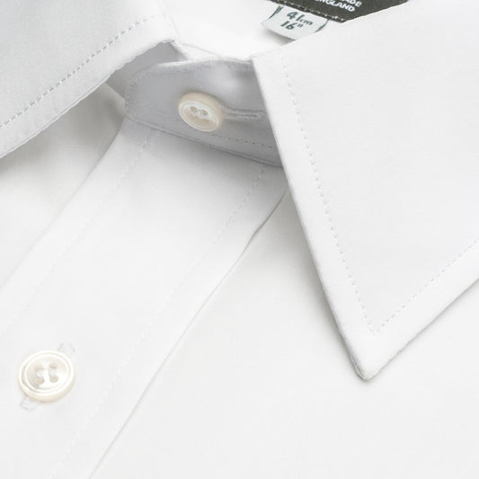 Button Cuff Tailored Fit Poplin Shirt in White Collar