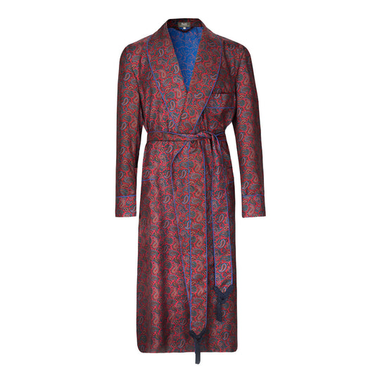Medium Paisley 36oz Madder Silk Dressing Gown in Red