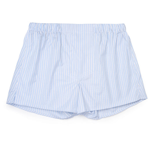 Exclusive Budd Stripe Chairman Boxer Shorts in Sky Blue