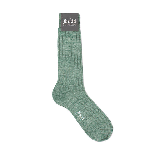 Plain Linen Short Socks in Green