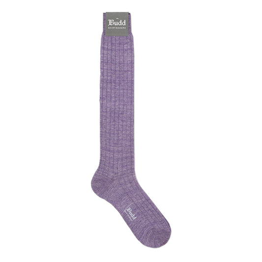 Plain Linen Long Socks in Violetto