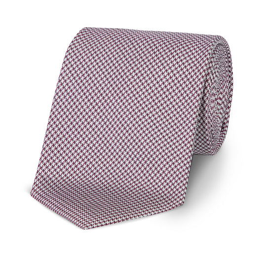 Small Diced Check Woven Tie in Burgundy
