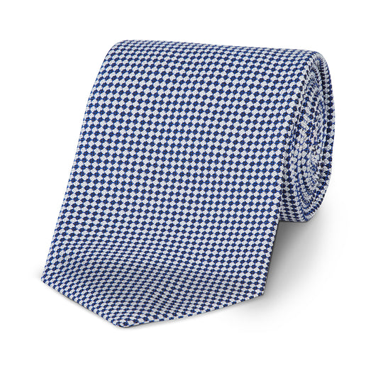 Small Diced Check Woven Silk Tie in Royal