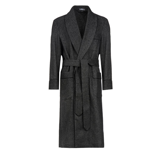 Herringbone Fox Flannel Dressing Gown in Grey