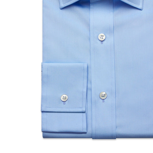 Tailored Fit Plain Poplin Button Cuff in Sky Blue