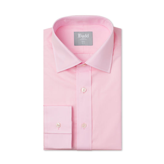 Tailored Fit Plain Poplin Button Cuff in Pink