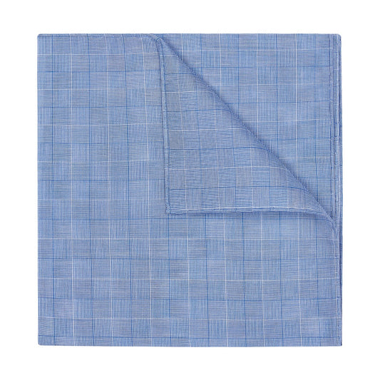 Prince de Galles Check Batiste Cotton Handkerchief in Blue