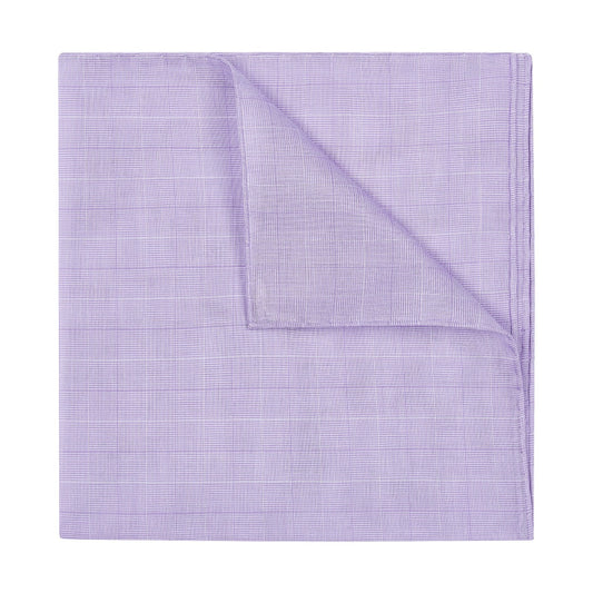 Prince de Galles Check Batiste Cotton Handkerchief in Lilac