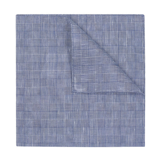 Check Batiste Linen & Cotton Handkerchief in Soft Blue