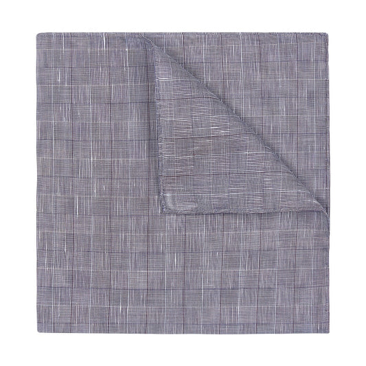 Check Batiste Linen & Cotton Handkerchief in Soft Navy