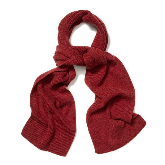 Plain Cashmere Ribbed Scarf in Poppy Mel