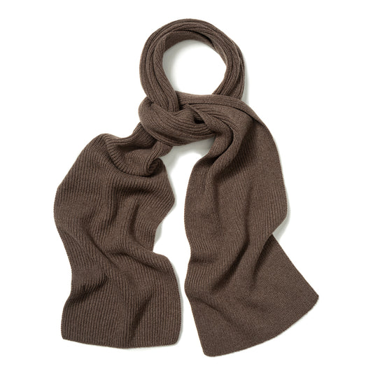 Plain Cashmere Ribbed Scarf in Wilderbeast