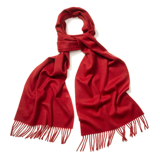 Plain Ripple Cashmere Scarf in Bright Scarlet