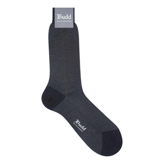 Chevron Cotton Short Socks in Dark Grey