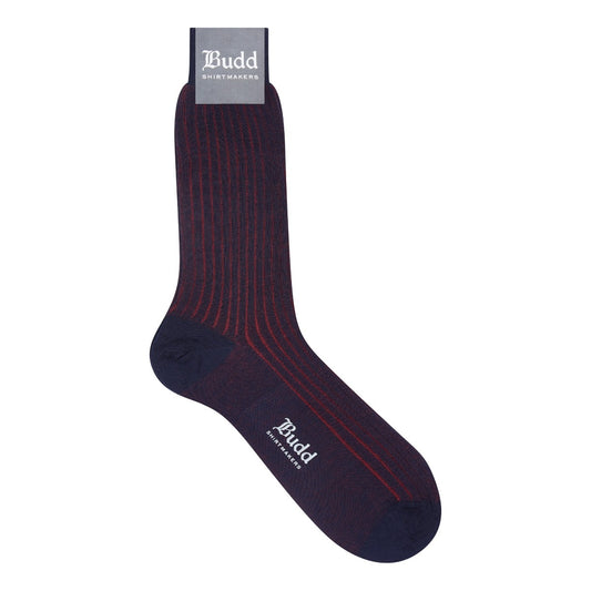 Vanisee Stripe Cotton Short Socks in Navy and Red