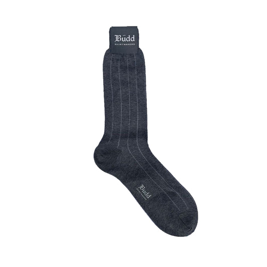 Vertical Stripe Cotton Short Socks in Grey
