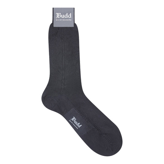 Plain 100% Silk Short Socks in Charcoal Grey