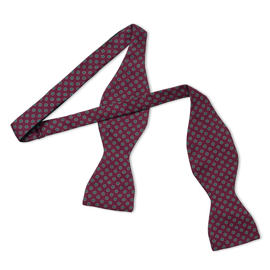 Motif Foulard Silk Thistle Bow Tie in Burgundy