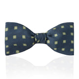 Motif Foulard Silk Thistle Bow Tie in Moss Green Tied