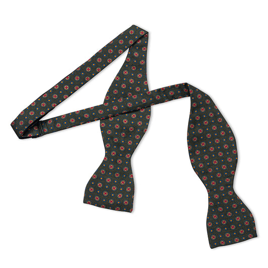 Motif Foulard Silk Thistle Bow Tie in Moss
