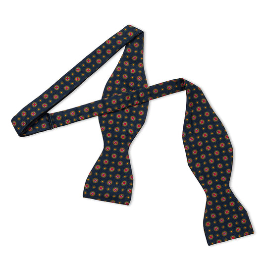 Motif Foulard Silk Thistle Bow Tie in Navy