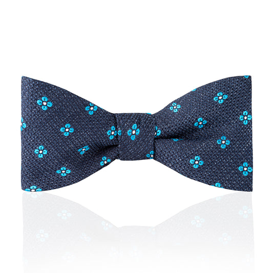 Daisy Tussah Silk Thistle Bow Tie in Sky Blue Tied