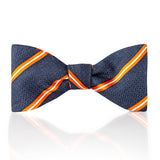 Orange and Navy stripe Tussah Silk Thistle Bow Tie