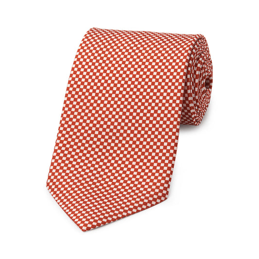 Checkerboard Hopsack Tie in Copper and Fawn