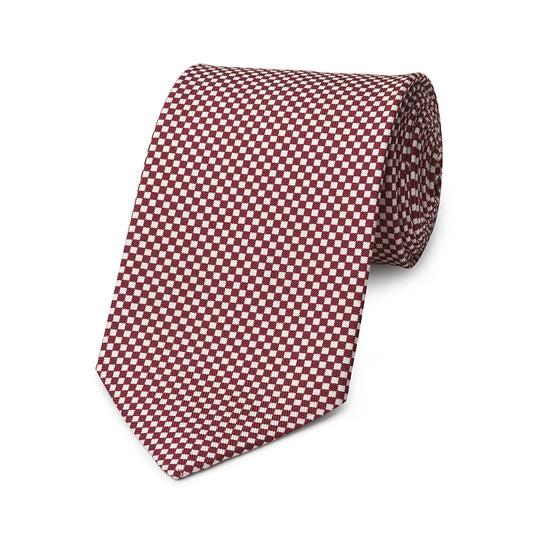 Checkerboard Hopsack Tie in Wine and Fawn