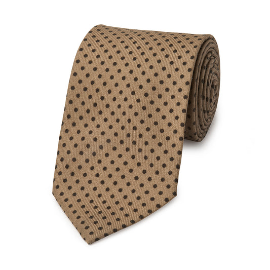 Polka Dot Wool Tie in Fawn and Brown