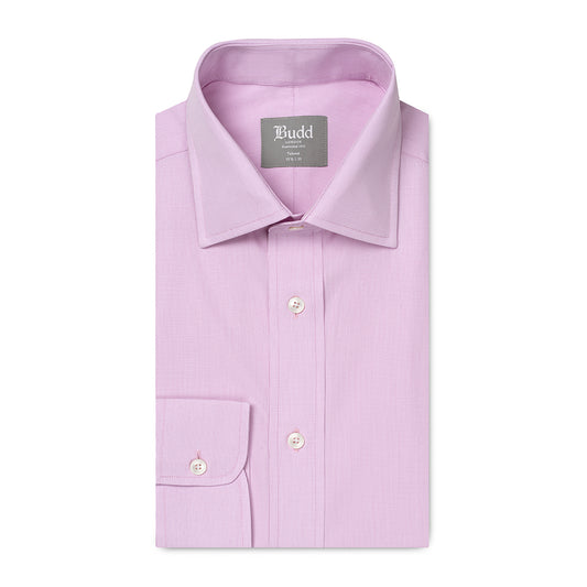 Tailored Fit Micro Check Cotton Button Cuff Shirt in Lilac