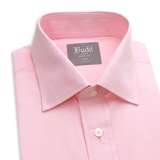 Tailored Fit Micro Check Cotton Button Cuff Shirt in Pink
